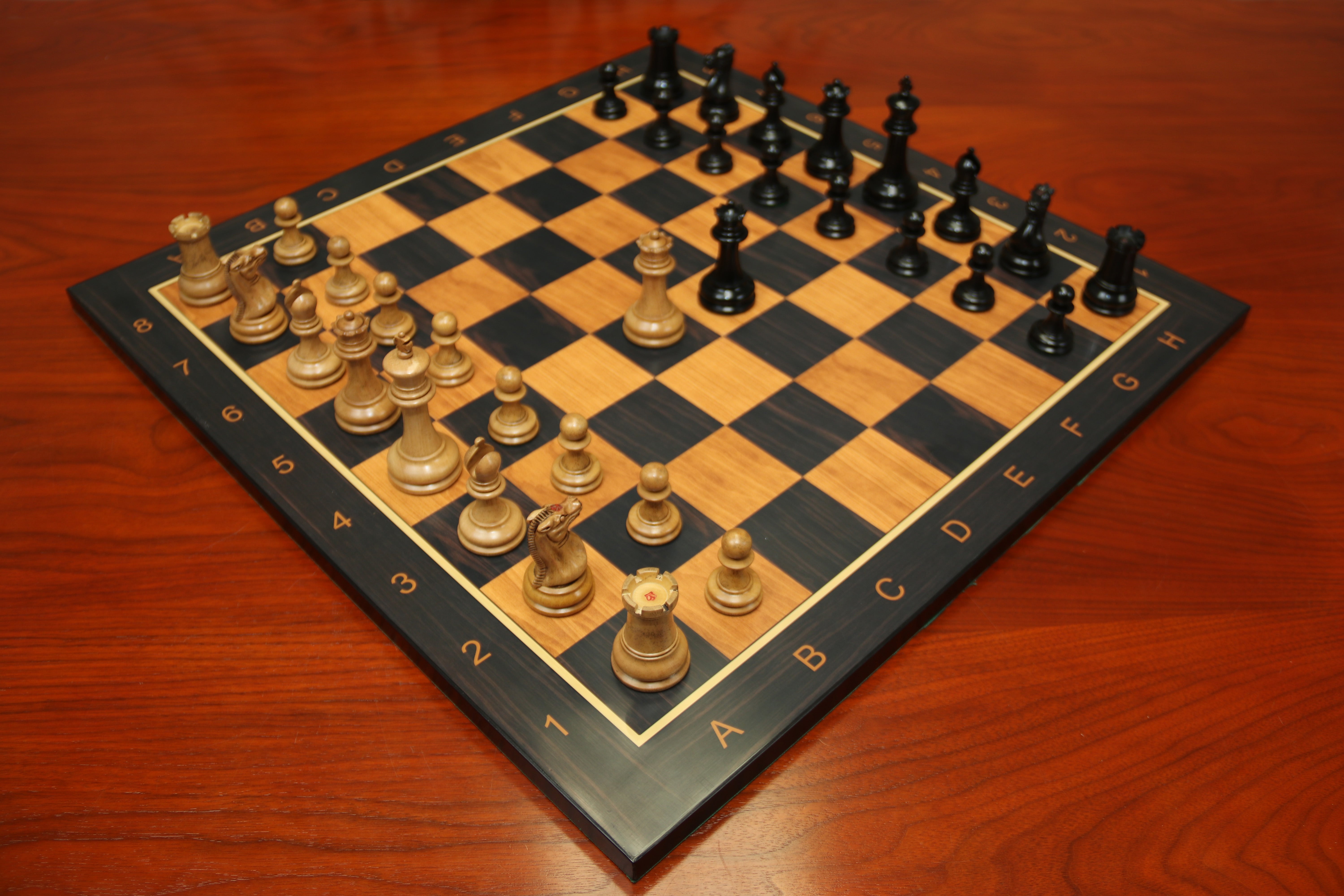 Antique Look Chess Board in Matt Finish with square size 2.5" X 2.5" in Ebony/Box wood look