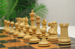 Jaques Zukertort 1875 Reproduction Library 3.5" Chessmen in Natural Boxwood/Ebony