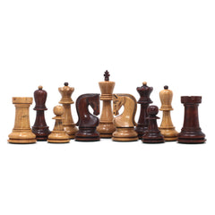 Zagreb '59 Series 3.75" Luxury Chessmen in Distressed Boxwood & Mahogany Gilded