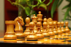 Dubrovnik 1950 Vintage 3.75" Reproduced Chess Set in Ebony & Antiqued Boxwood