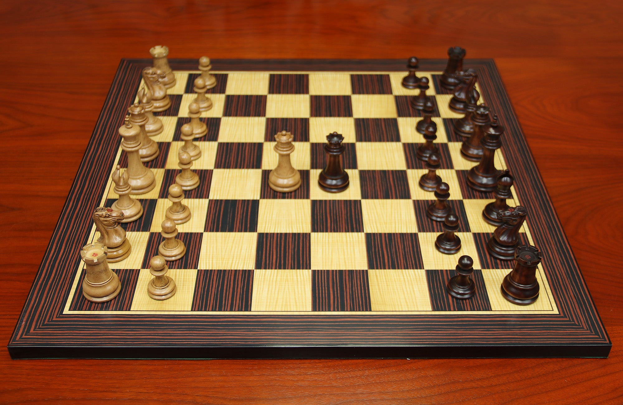 Chess Board  square size 2.25" X 2.25" in Stripped Ebony in Matt Finish for 4" to 4.125"  Chess Set