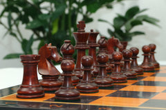 Henri Chavet Reproduced Chess Set in Aged Antiqued and Mahogany Gilded Boxwood- 3.75" King Height