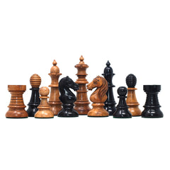 Early Old Vienna Style Coffee House 1900 Reproduction 4.5" Distressed Boxwood/Ebony Wood Chess set