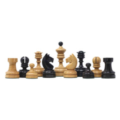 Reproduction Vintage 1930 German Knubbel 3.5" Chess Set in Natural & Ebonised Box wood