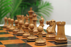 Jaques Zukertort 1875 Reproduction Library 3.5" Chessmen in Distressed Boxwood/Ebony
