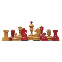Reproduction Vintage 1930 German Knubbel 3.5" Chess Set in Original Vintage Look and Red Gilded Box wood