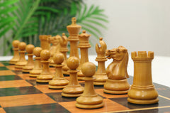 Jaques Zukertort 1875 Reproduction Library 3.5" Chessmen in Original Aged Look Antiqued Boxwood/Ebony