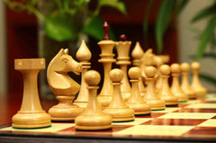 Soviet USSR 1970 Reproduced 4" Chess set in African Padouk and Natural Boxwood