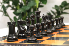 Jaques Zukertort 1875 Reproduction Library 3.5" Chessmen in Distressed Boxwood/Ebony