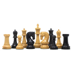 Leningrad Series 4" Chess set in Natural Boxwood and Ebonised Boxwood