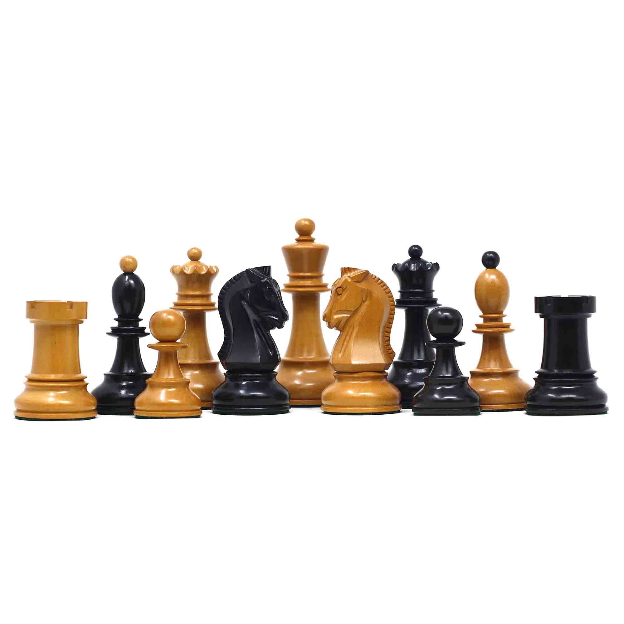 Dubrovnik 1950 Vintage 3.75" Reproduced Chess Set in Ebony & Antiqued Boxwood