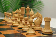 Soviet USSR Moscow 1925 Historical Reproduced 4" Chess set in Mahogany Gilded & Natural Boxwood