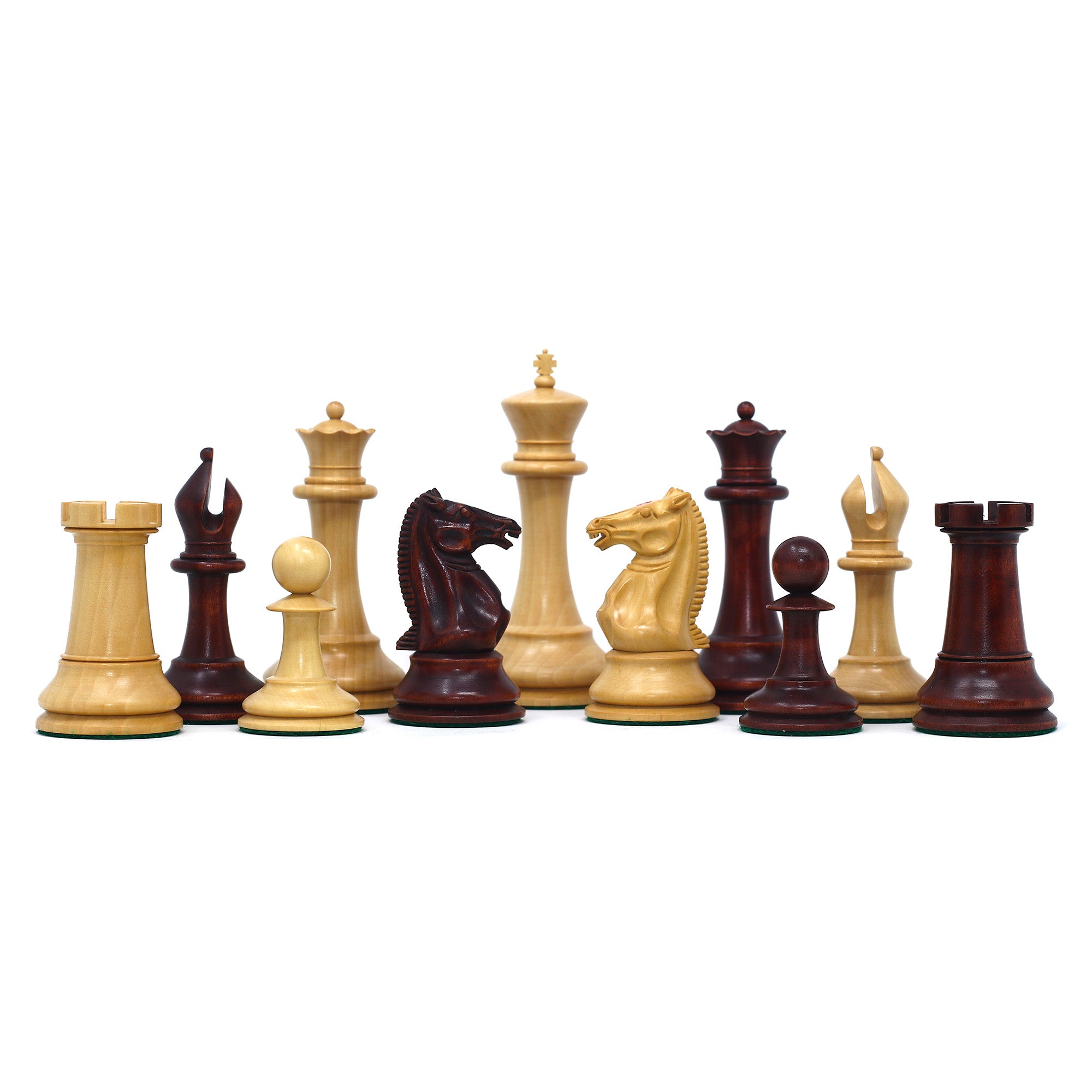 1851-52 Early 2880 Jaques of London Reproduced Vintage 4.4" Chess set Non-Antiqued/Mahogany Stained Boxwood wood