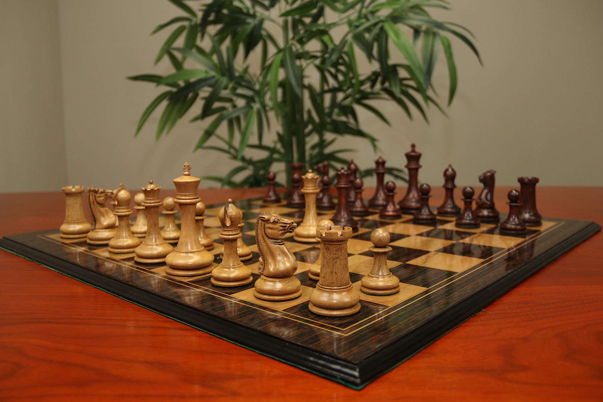 Morphy  Cooke 1849-50 Vintage 4.4" Reproduction Chess Set in Distressed Antique/Mahogany Stained Boxwood