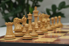 Standard Players Series – Library Size 3.5" Chess Set in Natural & Ebonised Boxwood