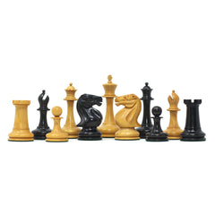 Vintage Continental Club Reproduction 3.25" Ebony & Original Aged Look Boxwood Chess Set