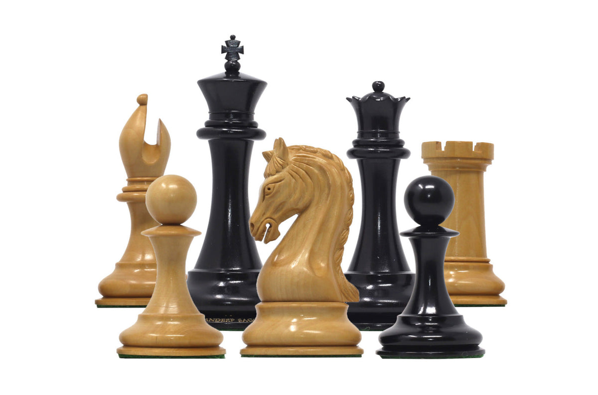 The Legendary Artisan Series Luxury Staunton Boxwood/Ebony Chess Pieces - 4.4" King