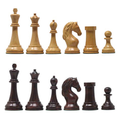 Piatigorsky 1963 Reproduction Staunton 4.5" Chess Pieces Mahogany Gilded/Natural Boxwood