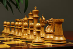 1851-52 Early 2880 Jaques of London Reproduced Vintage 4.4" Chess set Distressed/Mahogany Stained Boxwood wood