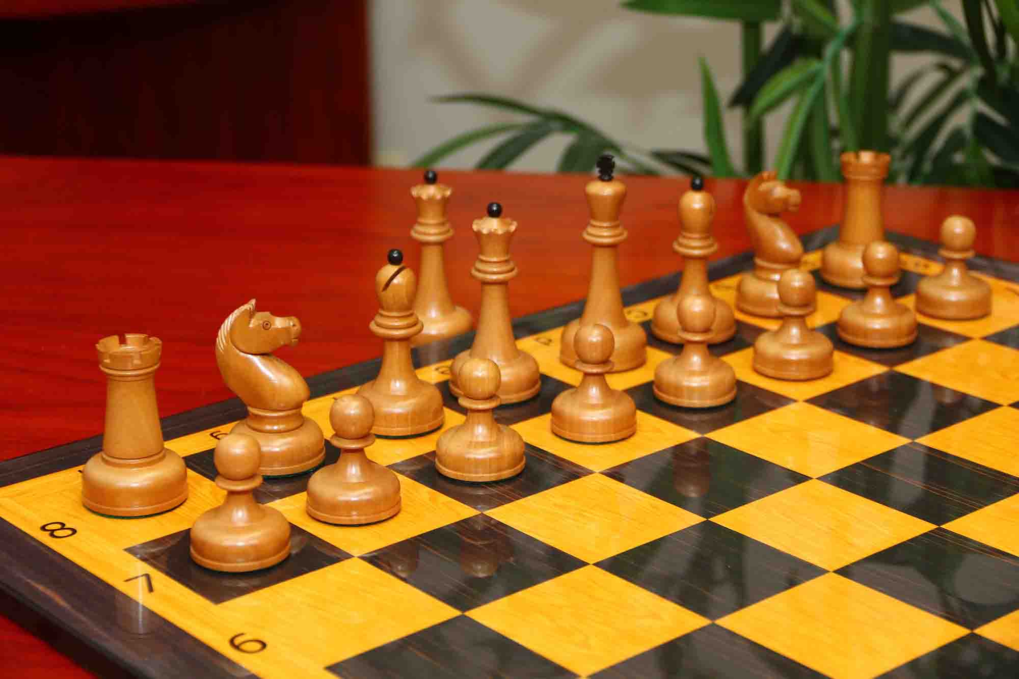 1962 Soviet Championship Historical Reproduced Tal Chess set 4" - Antiqued Boxwood and Ebony