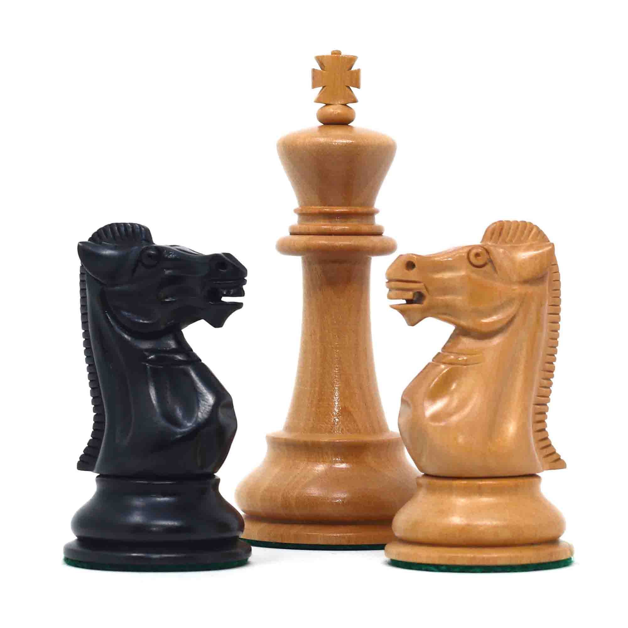 17th Olympiad Havana 1966 Circa Reproduction 3.78" Staunton Chessmen Natural/Ebonised Boxwood