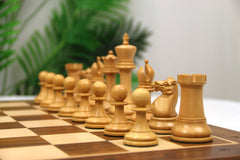 The Jaques Tournament Anderssen “Drop-Jaw” Replica Chessmen Natural Boxwood & Golden Rosewood– 4.4" King