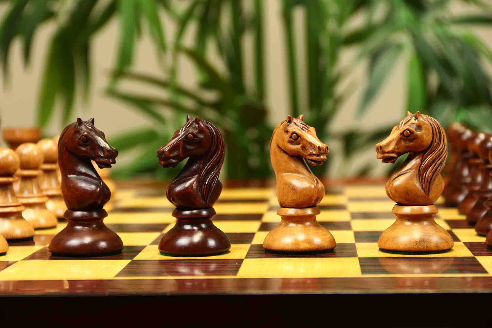 Early Old Vienna Style Coffee House 1900 Reproduction 4.5" Distressed /Mahogany Stained Chess set