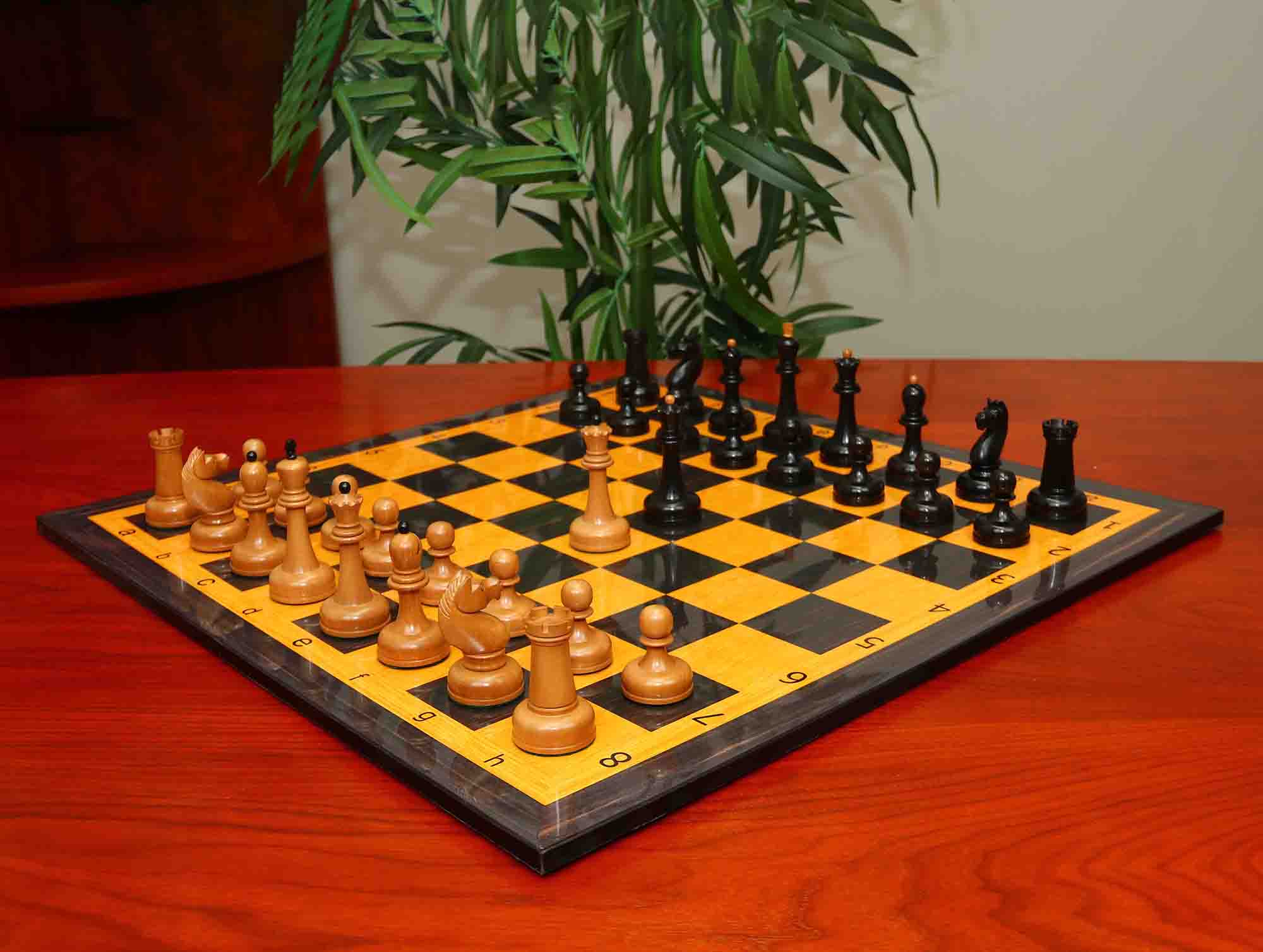 1962 Soviet Championship Historical Reproduced Tal Chess set 4" - Antiqued Boxwood and Ebony