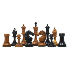 Soviet USSR Moscow 1925 Historical Reproduced 4" Chess set in Ebony & Distressed Antiqued Boxwood