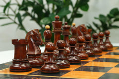 Dubrovink Series 1950 Vintage Reproduction 3.75" Distressed/Mahogany Gilded Boxwood Chess Set