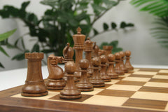 The Jaques Tournament Anderssen “Drop-Jaw” Replica Chessmen Natural Boxwood & Golden Rosewood– 4.4" King