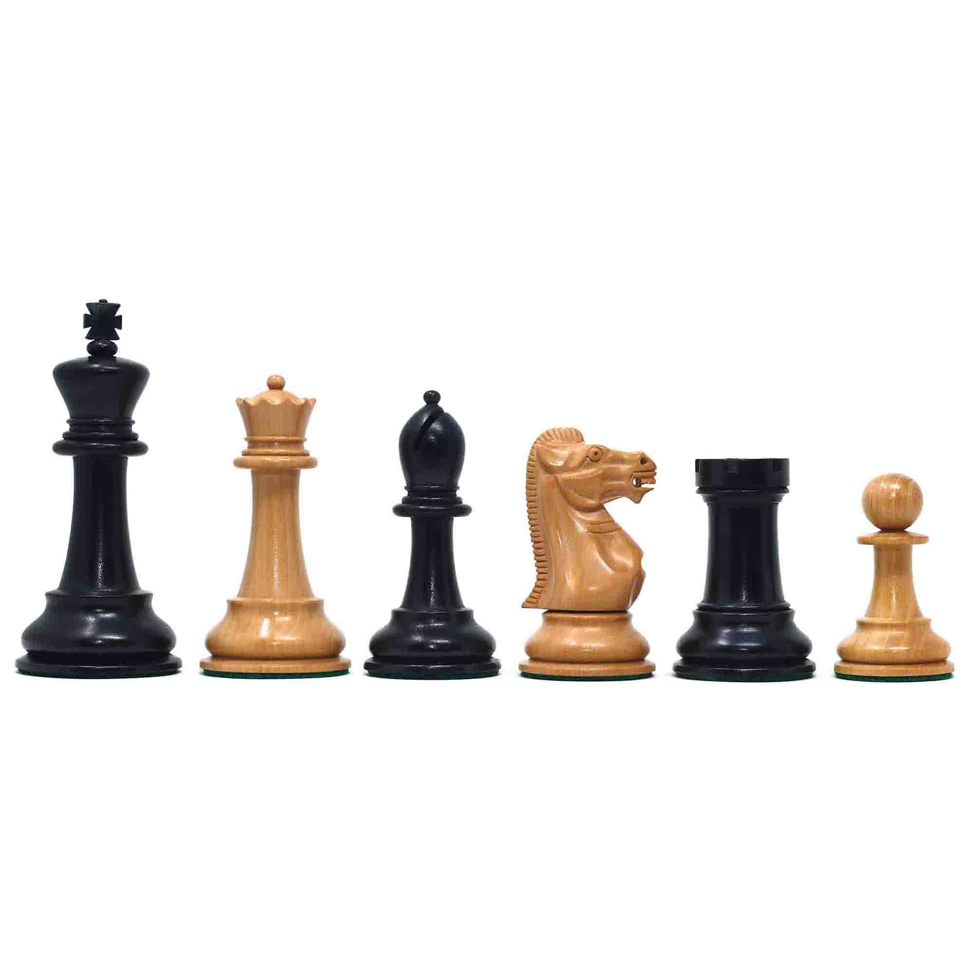 17th Olympiad Havana 1966 Circa Reproduction 3.78" Staunton Chessmen Natural/Ebonised Boxwood