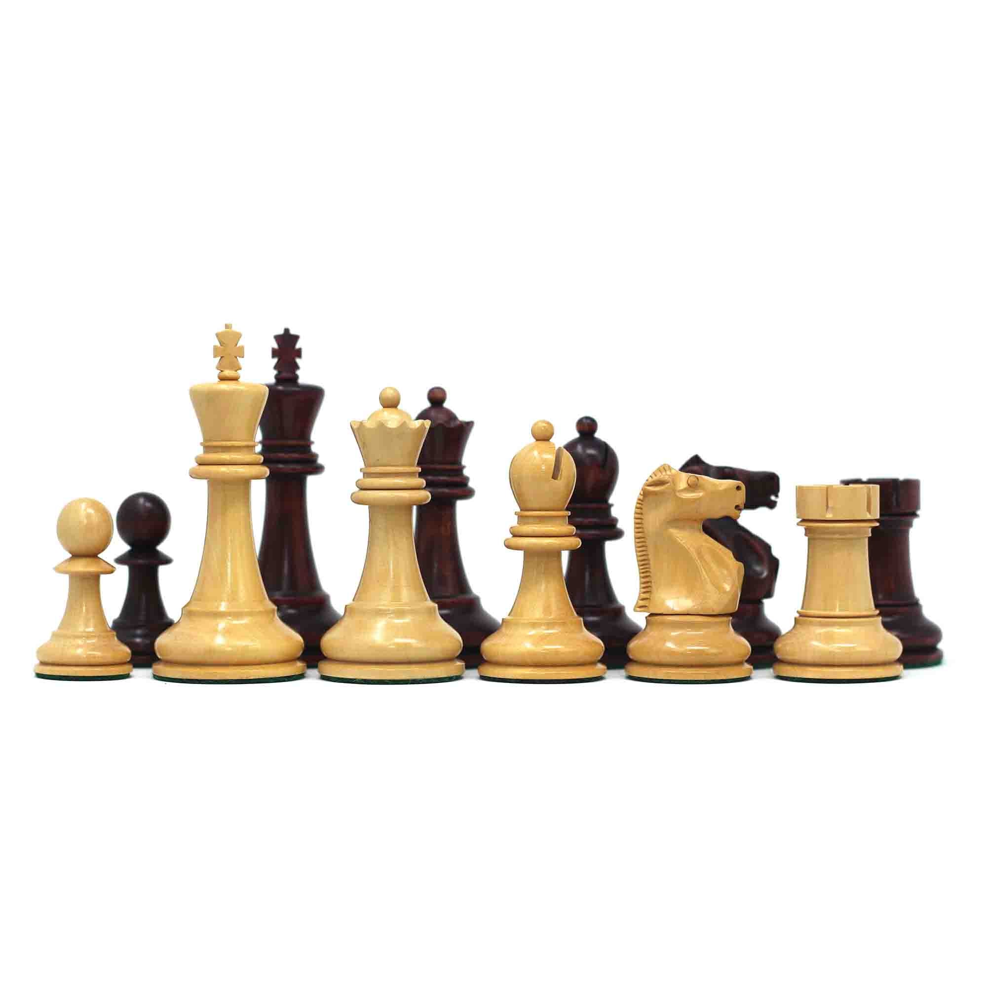 Fischer-Spassky / 1972 World Championship 3.75" Natural Boxwood/Mahogany Stained Chessmen