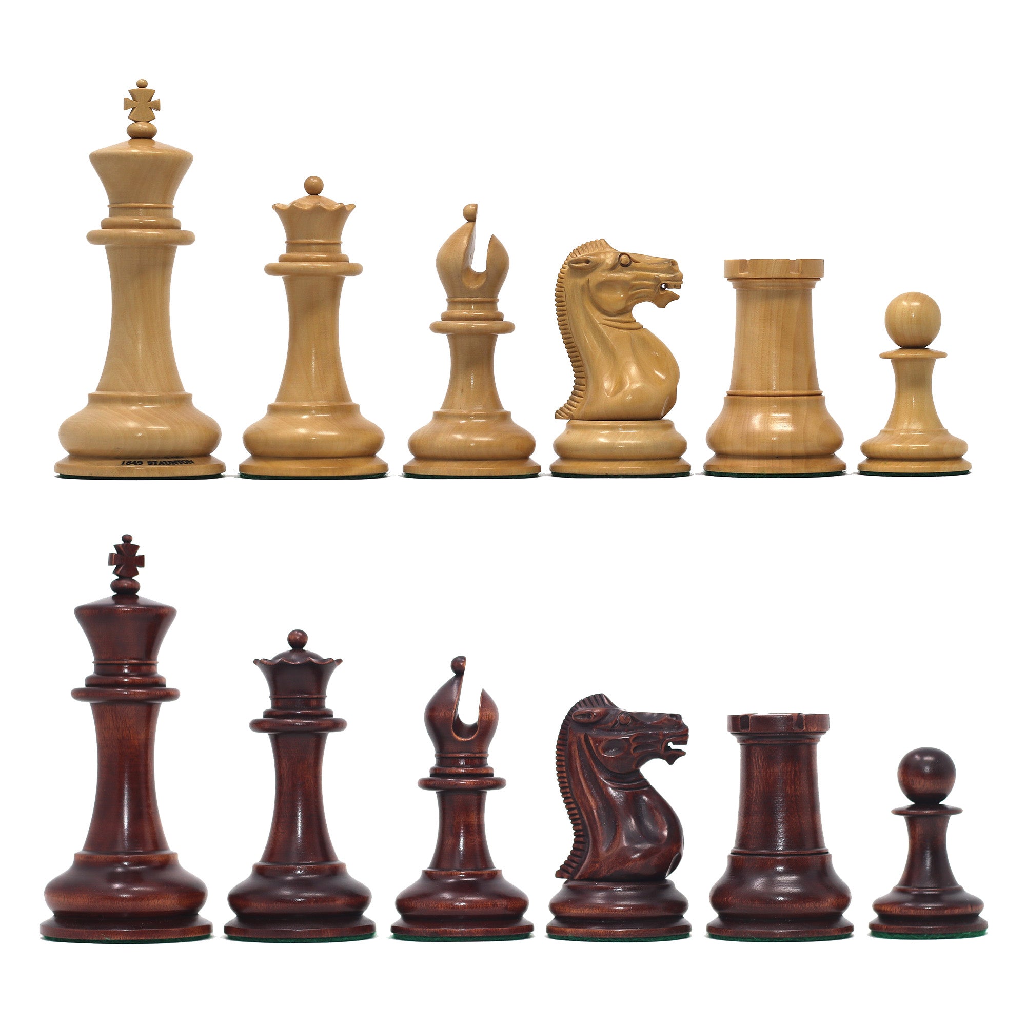 Nathaniel 1849 Reproduction Vintage 4.4" Chess Pieces Natural/Mahogany