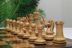 Chariot of Selene Series 4.4" Luxury Staunton Chessmen in Distressed Boxwood and  Ebony Wood