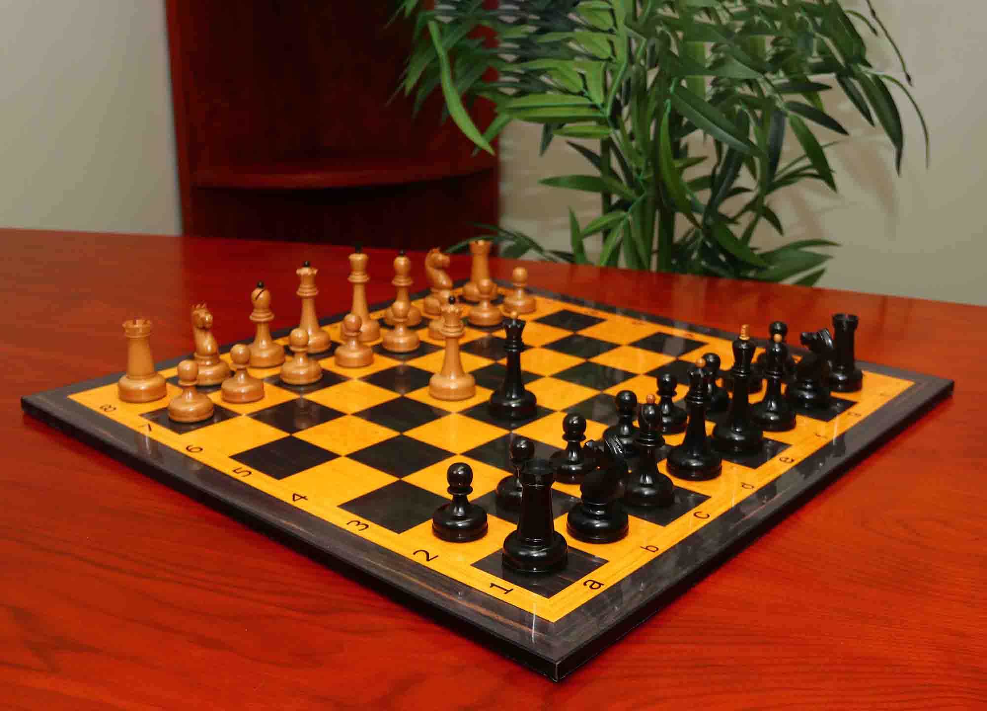 1962 Soviet Championship Historical Reproduced Tal Chess set 4" - Antiqued Boxwood and Ebony