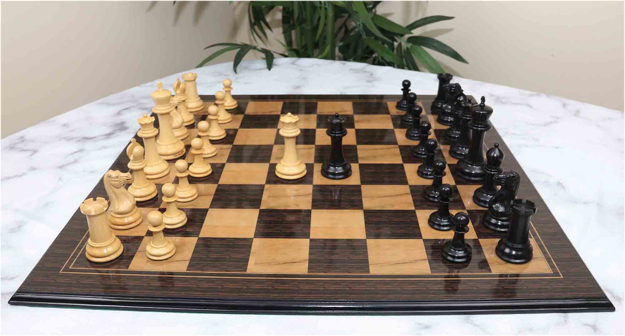 1849 Early Version Reproduced 4.4" Chess Set in Natural Boxwood/Ebony