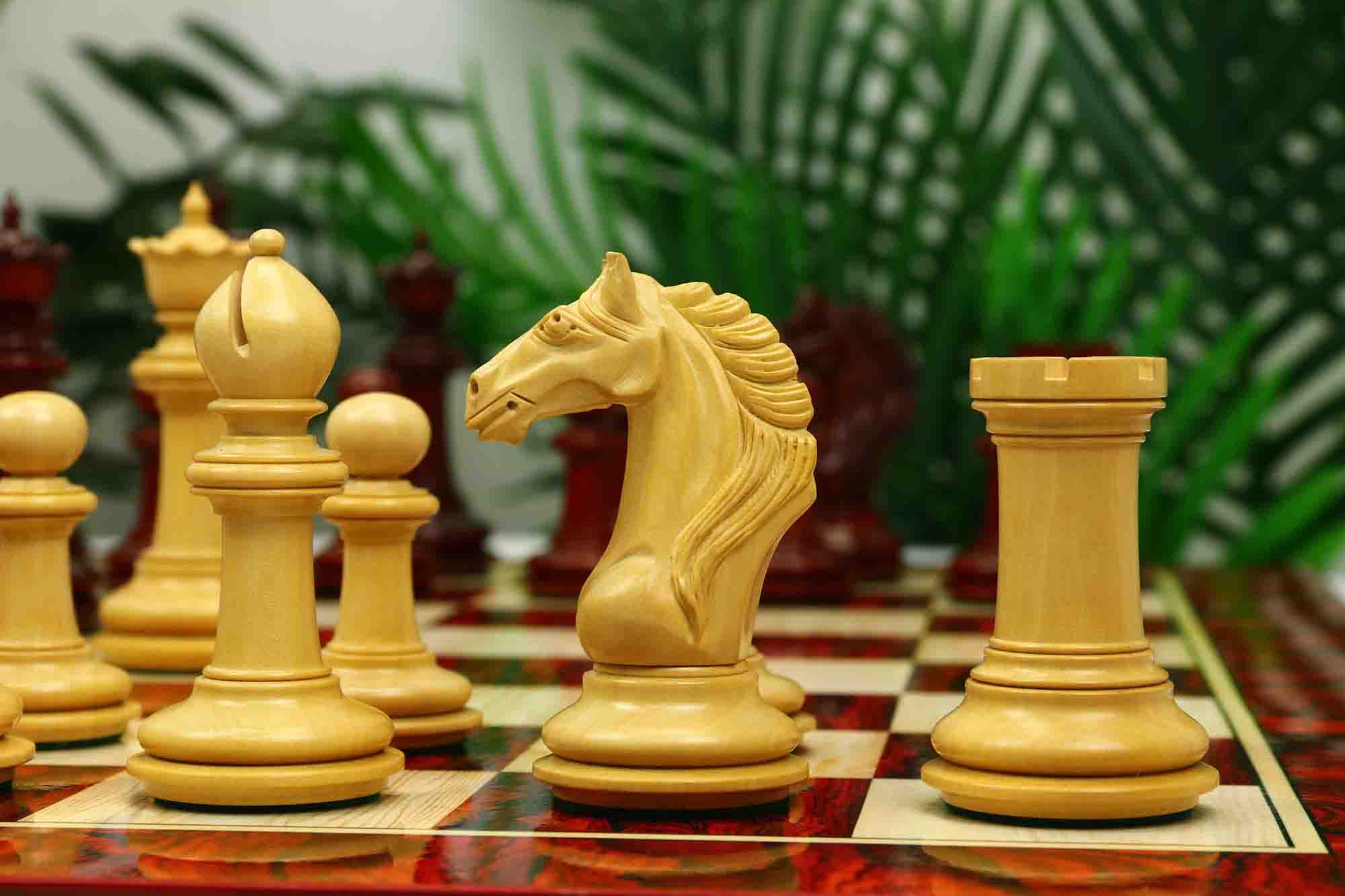 Macedon Series Luxury Staunton 4.4" Boxwood and Bud Rosewood wood Chess set