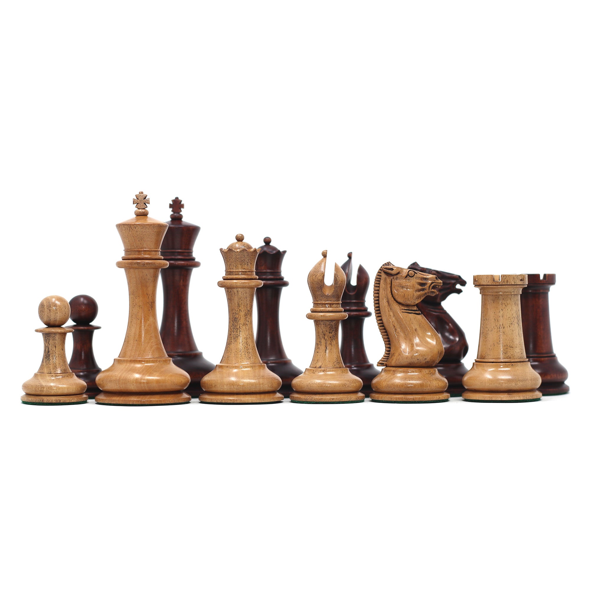 Morphy  Cooke 1849-50 Vintage 4.4" Reproduction Chess Set in Distressed Antique/Mahogany Stained Boxwood