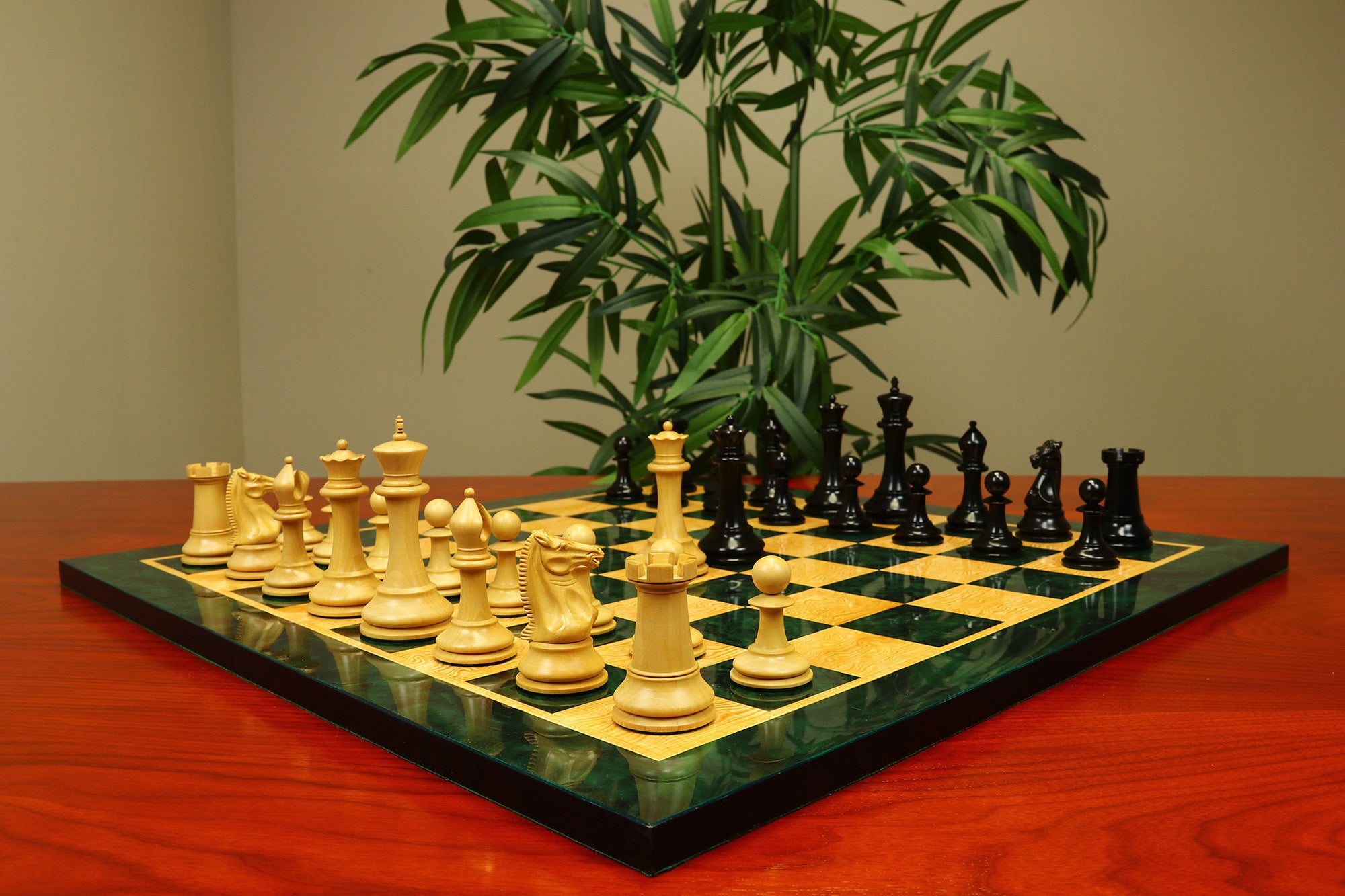 1851-52 Early 2880 Jaques of London Reproduced Vintage 4.4" Chess set Non-Antiqued Boxwood/ Ebony wood