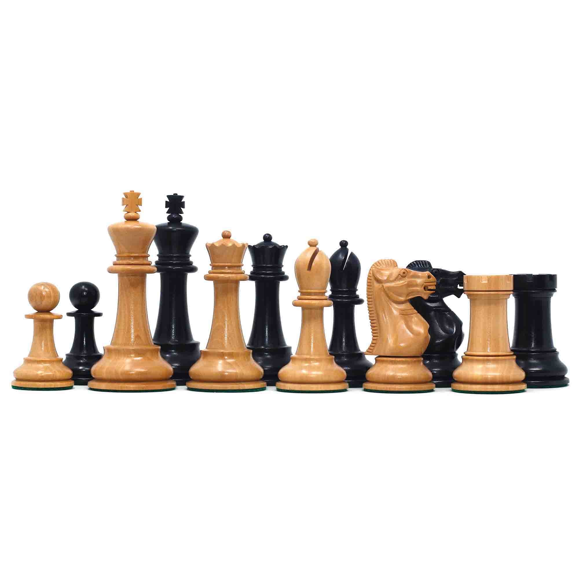 17th Olympiad Havana 1966 Circa Reproduction 3.78" Staunton Chessmen Natural/Ebonised Boxwood