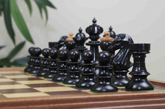 The Austrian Coffehouse Series Vintage Luxury Chess Pieces in Antiqued Boxwood and Ebony - 4.0" King