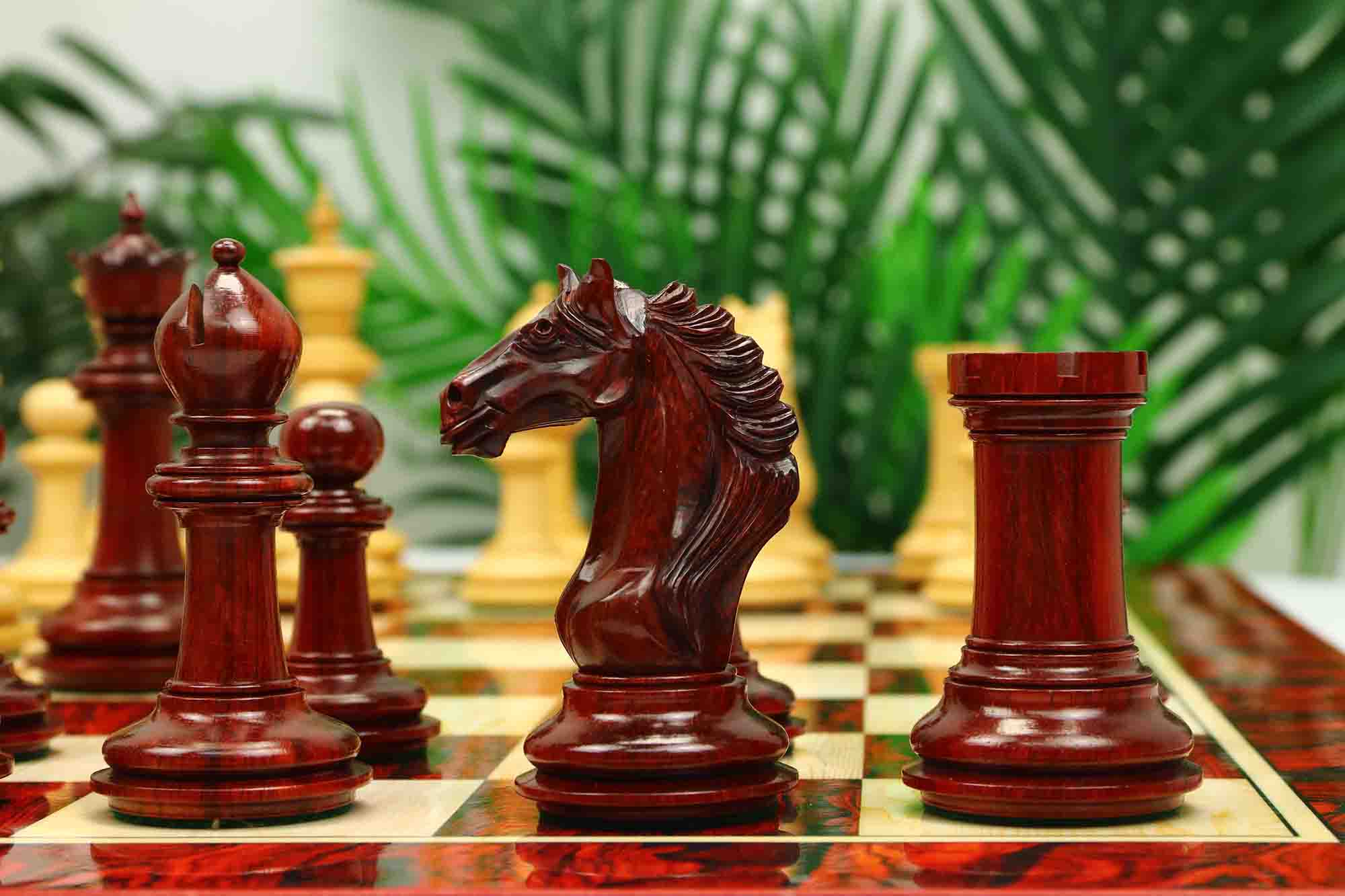 Macedon Series Luxury Staunton 4.4" Boxwood and Bud Rosewood wood Chess set