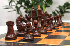 Soviet USSR Moscow 1925 Historical Reproduced 4" Chess set in Mahogany Gilded & Distressed Antiqued Boxwood