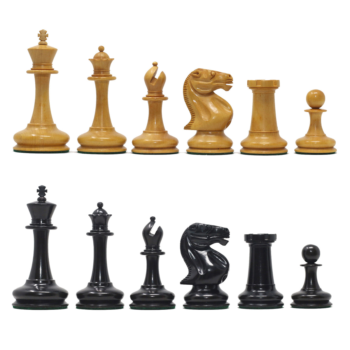 Vintage Continental Club Reproduction 3.25" Ebony & Original Aged Look Boxwood Chess Set