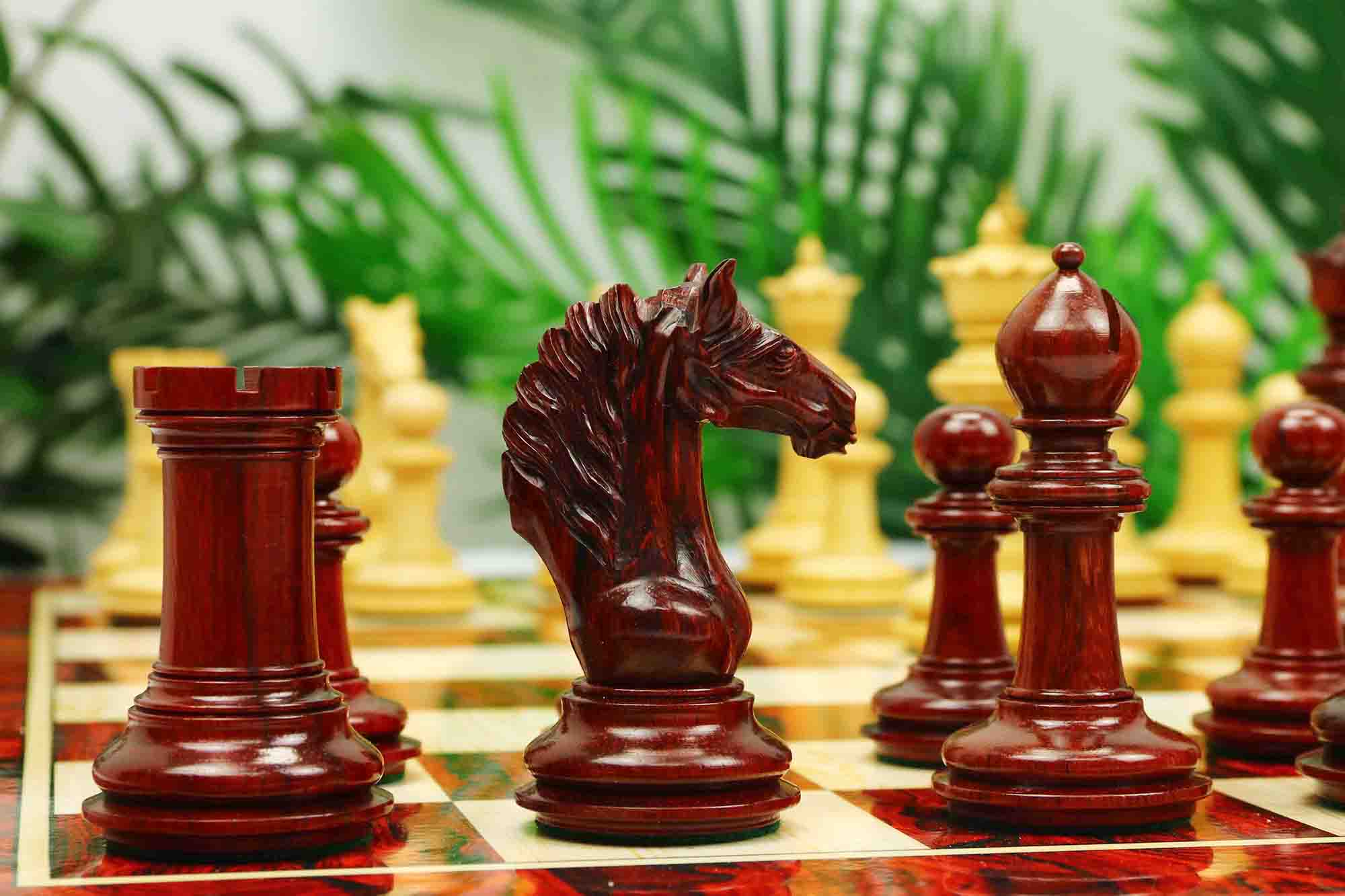 Macedon Series Luxury Staunton 4.4" Boxwood and Bud Rosewood wood Chess set