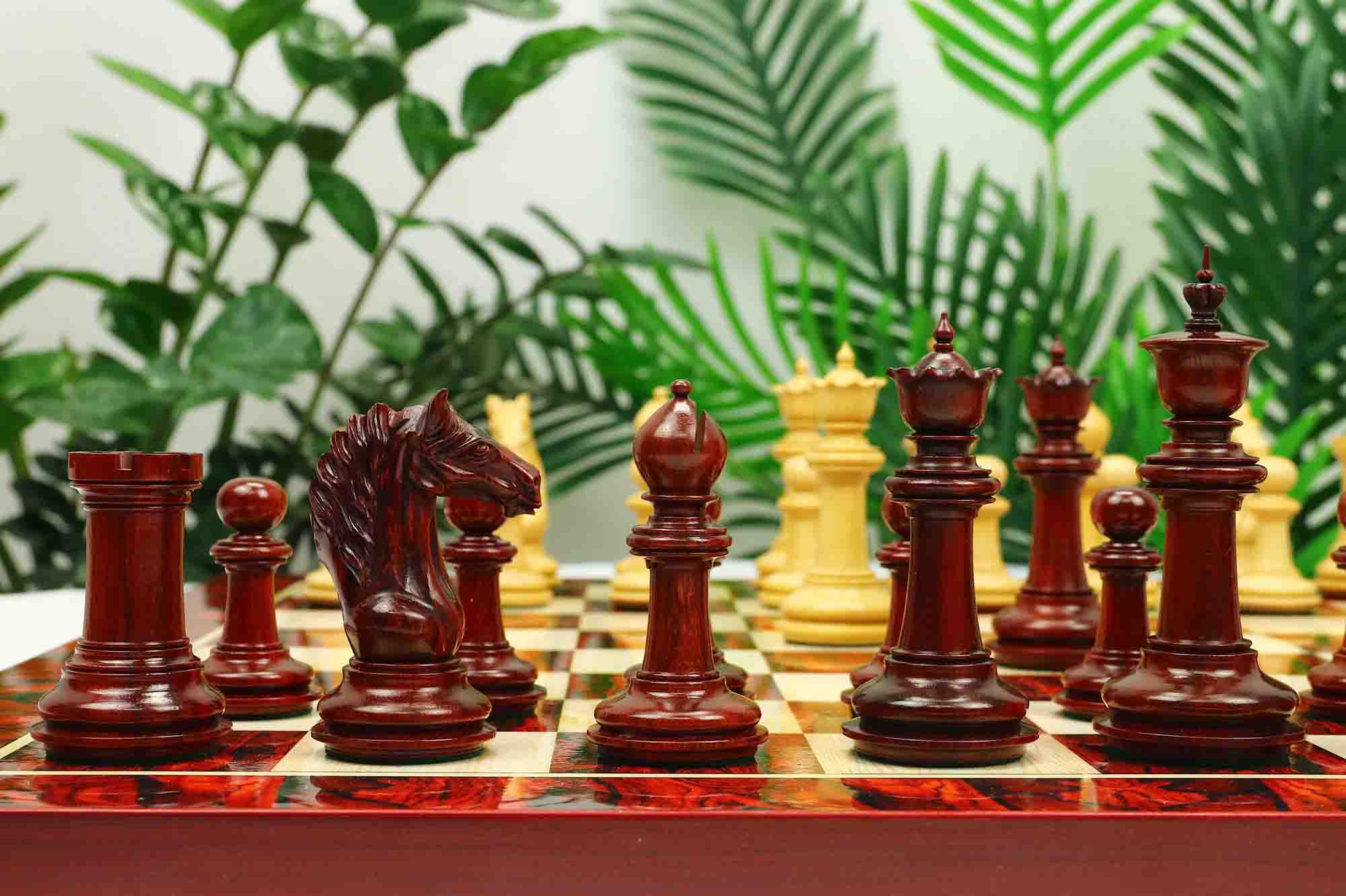 Macedon Series Luxury Staunton 4.4" Boxwood and Bud Rosewood wood Chess set