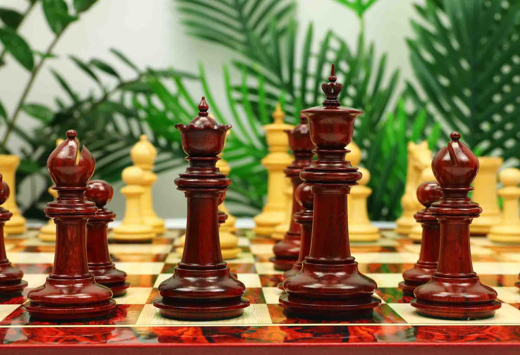 Macedon Series Luxury Staunton 4.4" Boxwood and Bud Rosewood wood Chess set