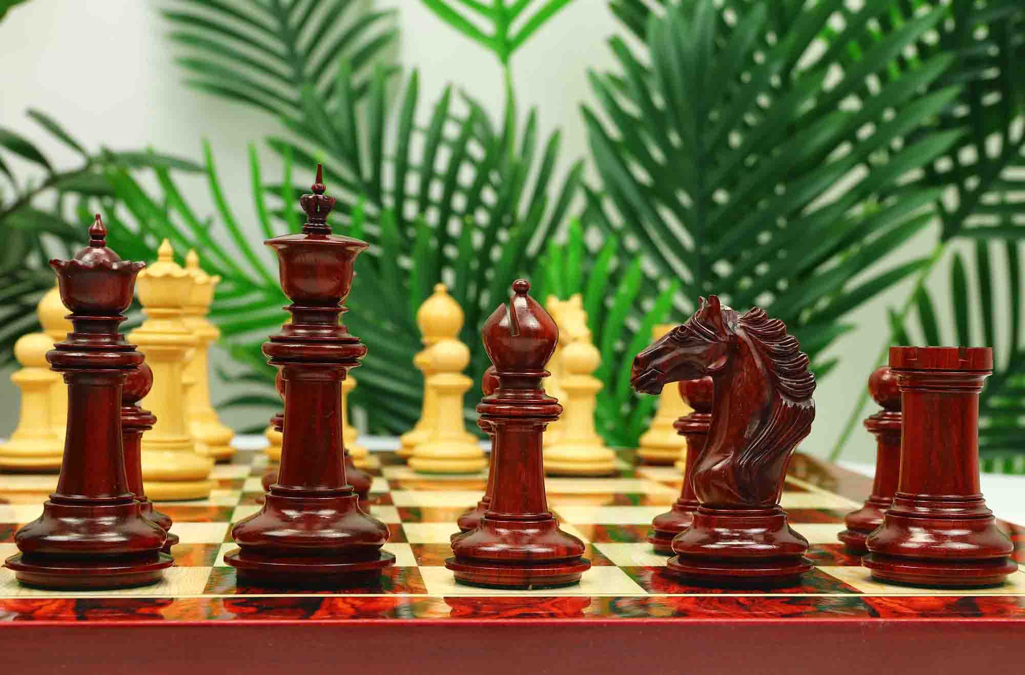 Macedon Series Luxury Staunton 4.4" Boxwood and Bud Rosewood wood Chess set