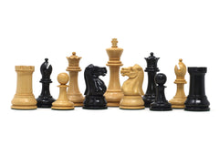 Jaques Zukertort 1875 Reproduction Library 3.5" Chessmen in Natural Boxwood/Ebony